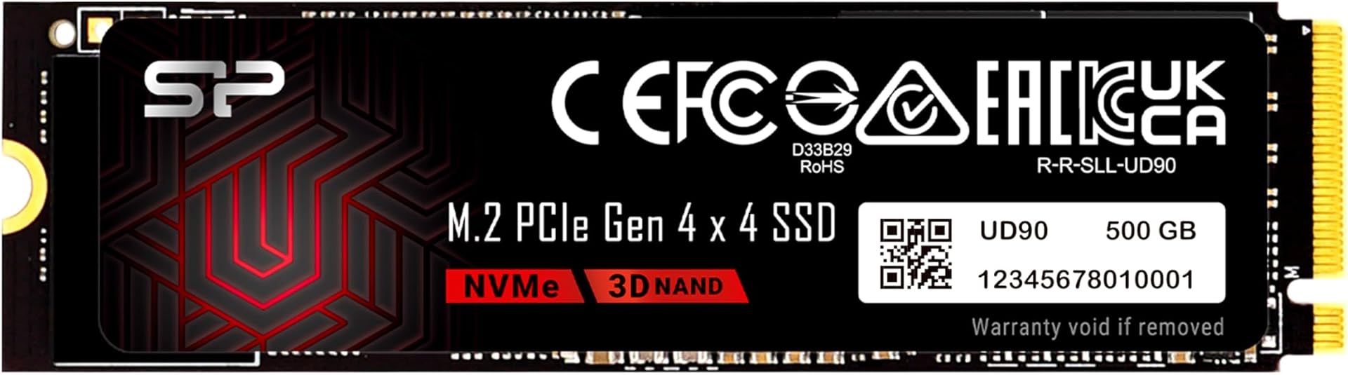 SP Silicon Power Silicon Power 500GB UD90 NVMe 4.0 Gen4 PCIe M.2 SSD R/W up to 5,000/3,850 MB/s (SP500GBP44UD9005)