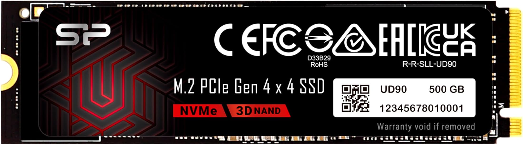 SP Silicon Power Silicon Power 500GB UD90 NVMe 4.0 Gen4 PCIe M.2 SSD R/W up to 5,000/3,850 MB/s (SP500GBP44UD9005)