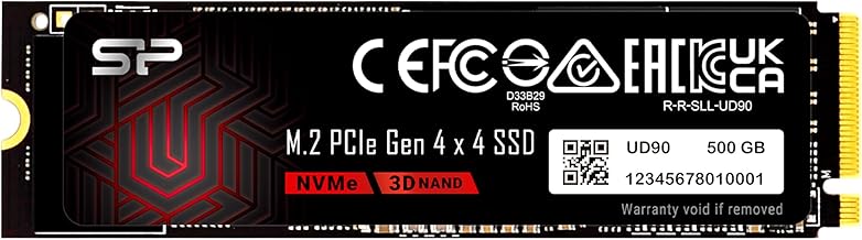 Silicon Power 500GB UD90 NVMe 4.0 Gen4 PCIe M.2 SSD R/W up to 5000/3850MB/s (SP500GBP44UD9005)