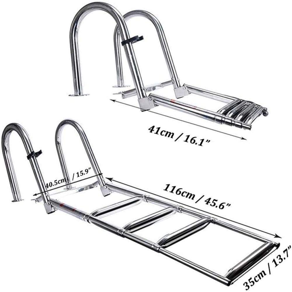 Buy YLKCU Stainless Steel 4 Step Folding Ladder for Fishing Boat, Heavy