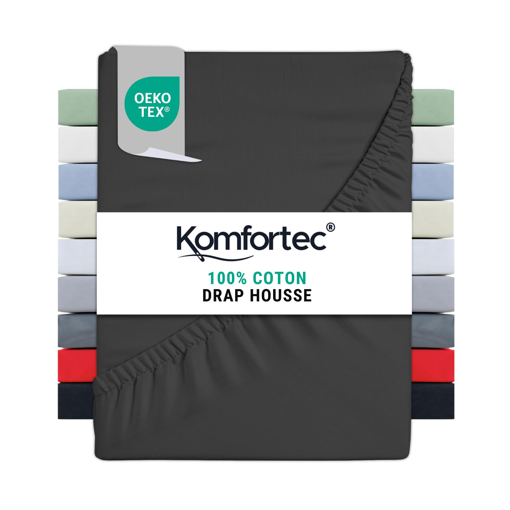 Drap lit avec élastique 200x200 cm grand bonnet 30 cm jersey coton
