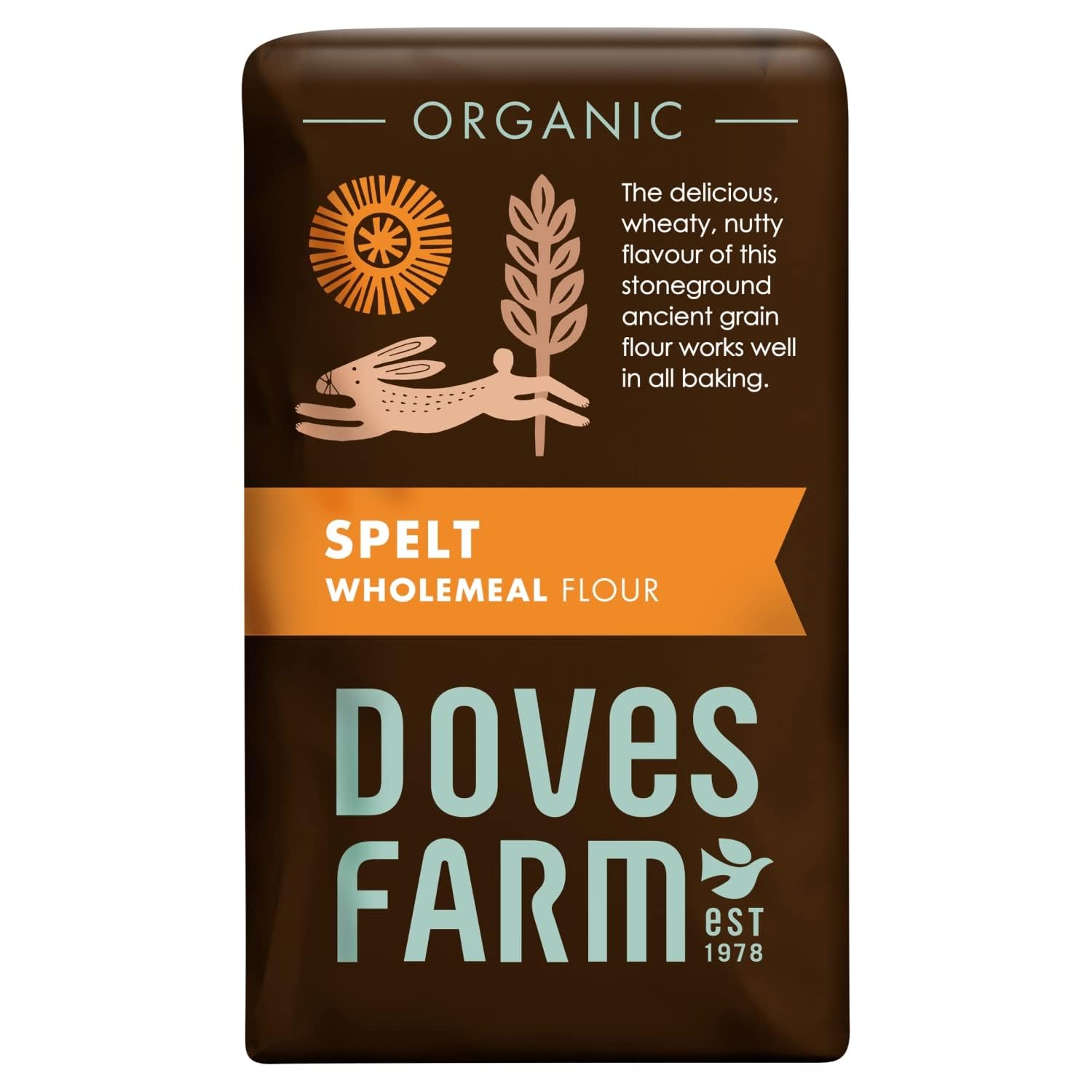 Doves Farm Organic Wholemeal Spelt Flour | Works Well in All Baking | Delicious Wheaty & Nutty Flavor | Healthy Stoneground Ancient Grain Flour | 35.27 Oz/1 kgSoil AssociationSoil AssociationSoil Association