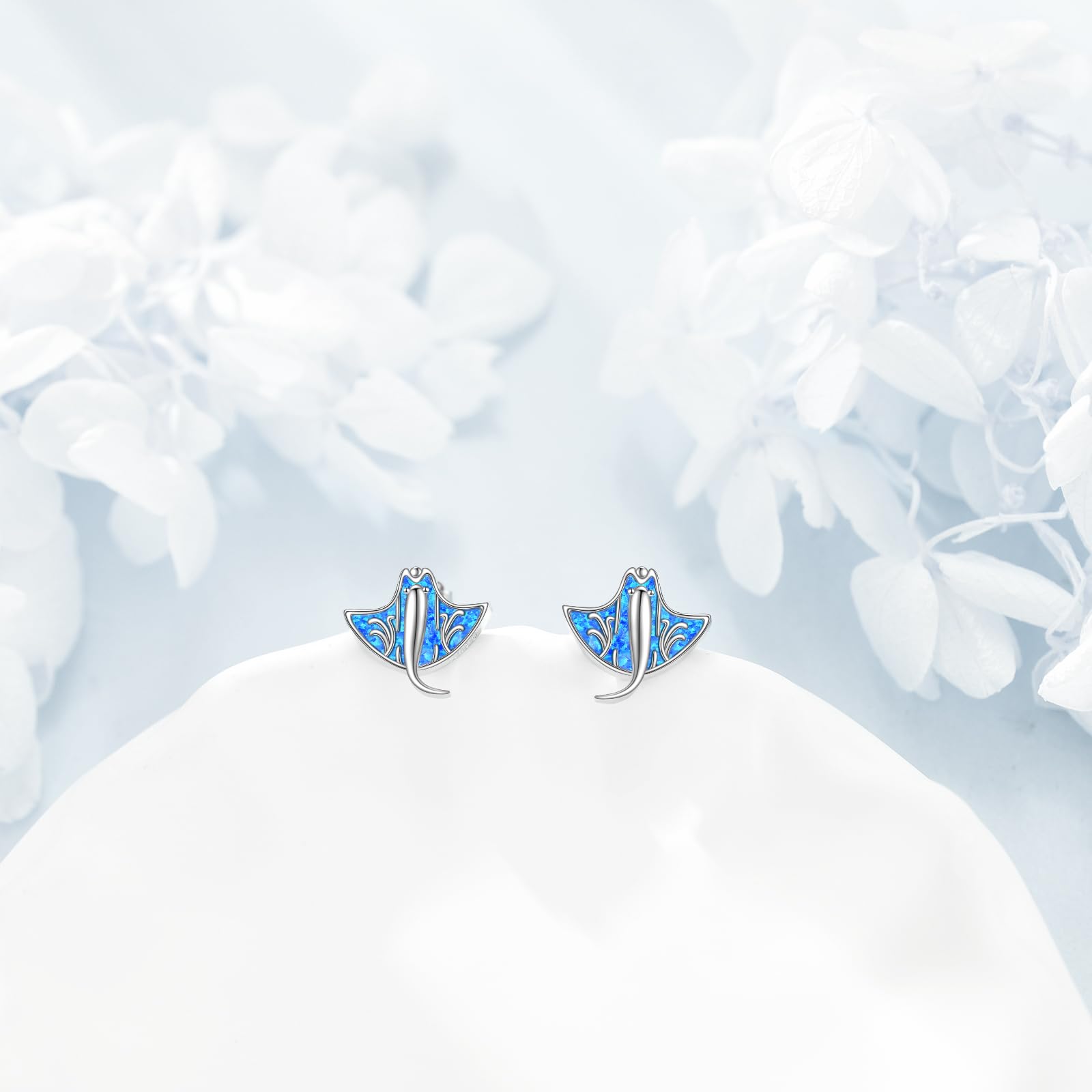 Stachelrochen Ohrstecker 925 Sterling Silber Stachelrochen Stecker Ohrringe Opal Manta Schmuck Für Frauen Ozean Liebhaber Geschenke