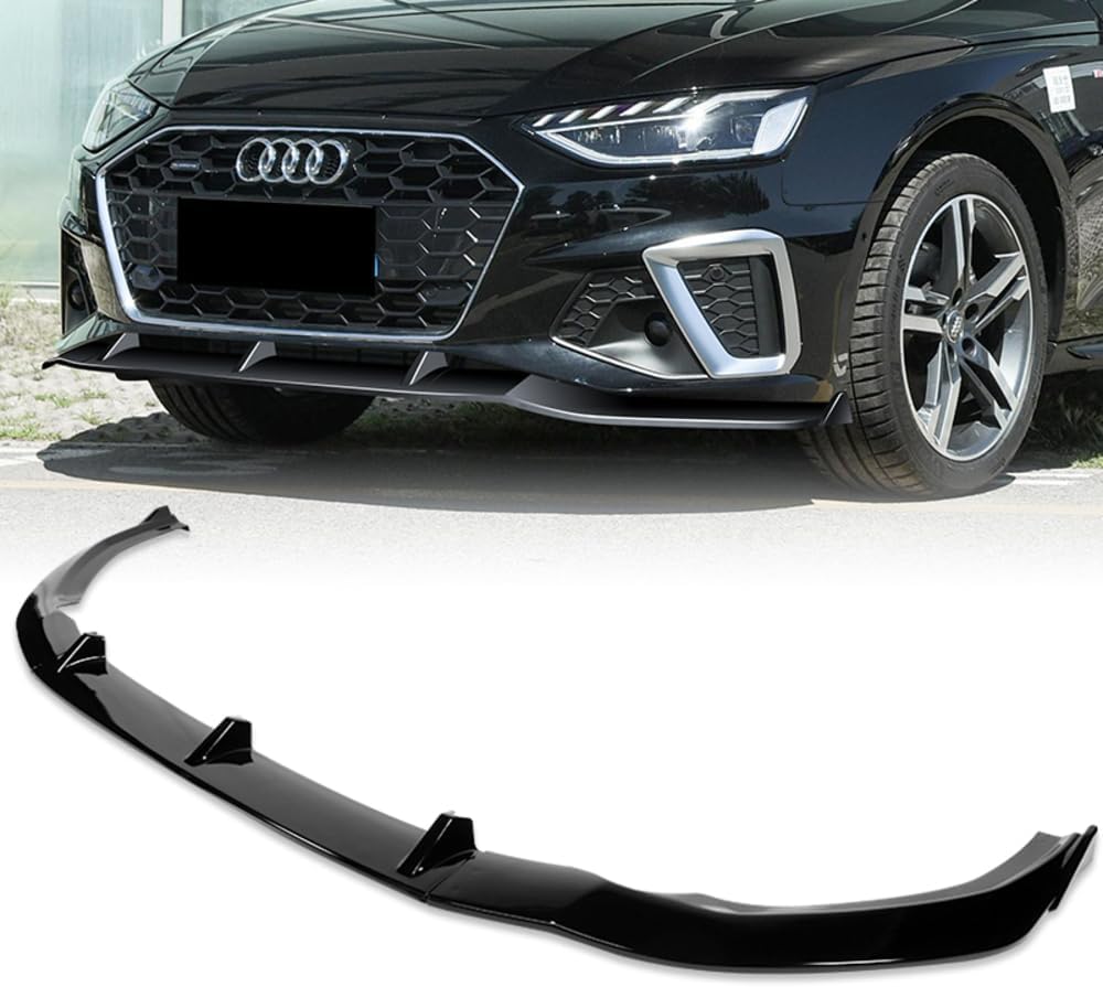 Q1-TECH, 9PCS Front Bumper Lip & Side Skirt Extensions Diffuser Compatible with 2020-2022 Audi A4 / S4 S-Line, Front Bumper Lip Spoiler Air Chin Body Splitter ABS (Painted Black)