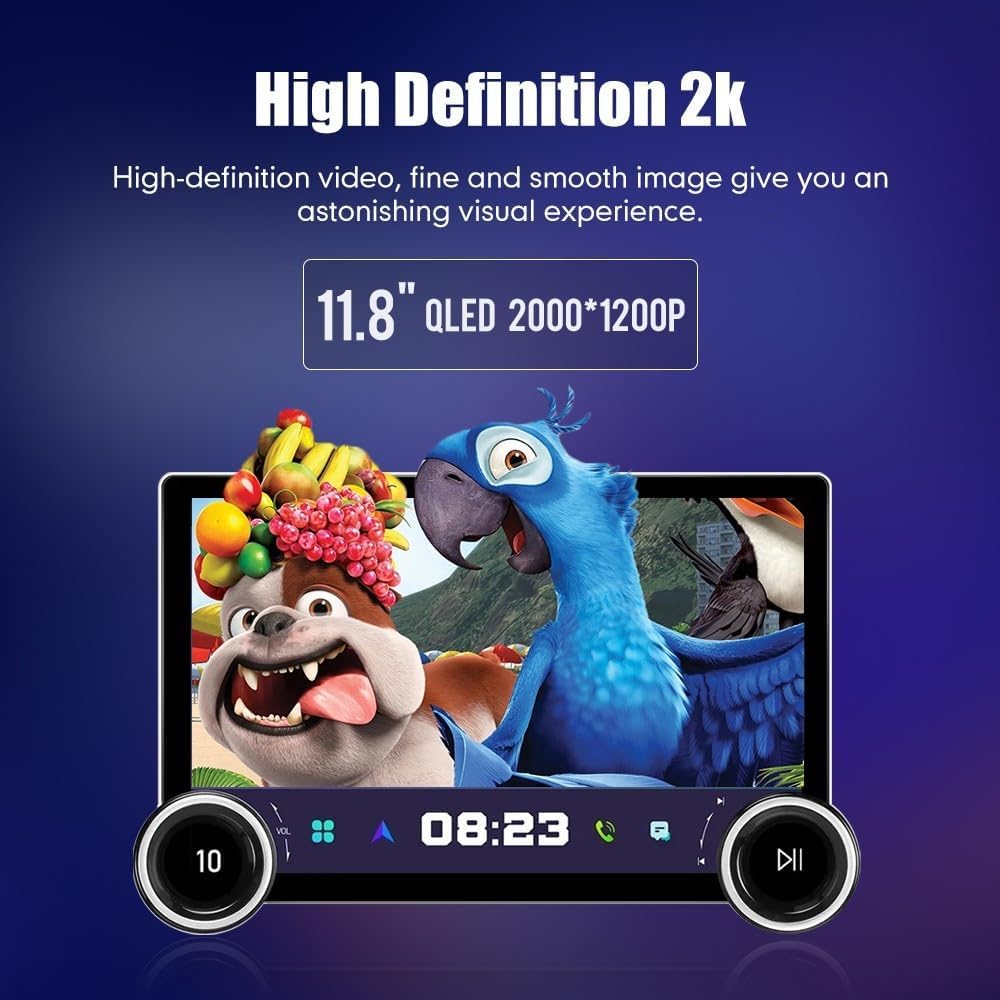 for Suzuki Jimny 2006-2017 Display Knobs CarPlay/Android Auto Autoradio Android FM Radio Car Navigation Stereo Pad Player GPS 11.8" QLED Touch Screen BT WiFi 2 Din Headunit Tablet Octa Core 4G+64G