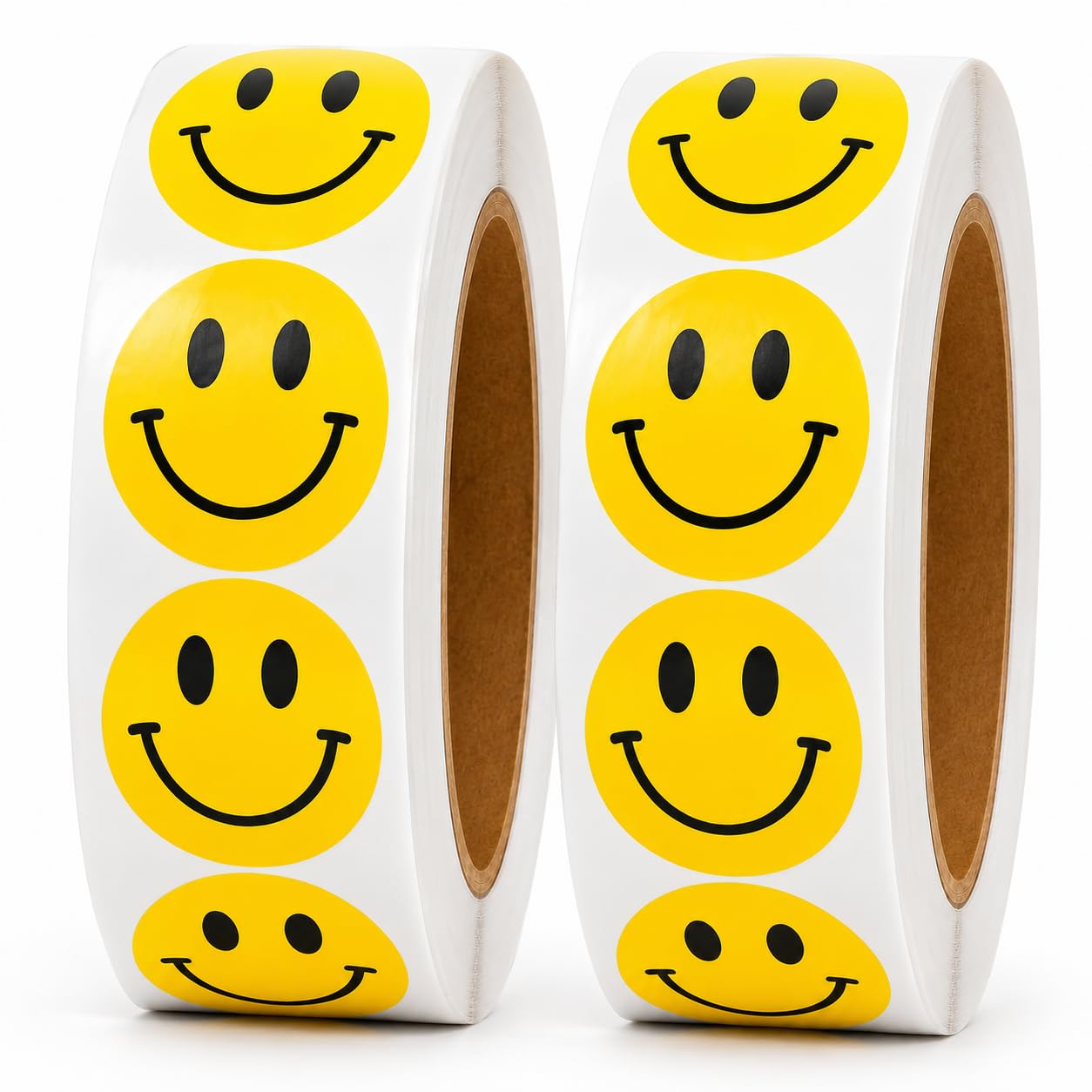 1000 PCS Smiley Stickers – 1 Inch Round Yellow Stickers (2 Rolls) – Happy Face Labels for Kids, Teachers, Rewards, Packaging, Party Favors, Scrapbooking