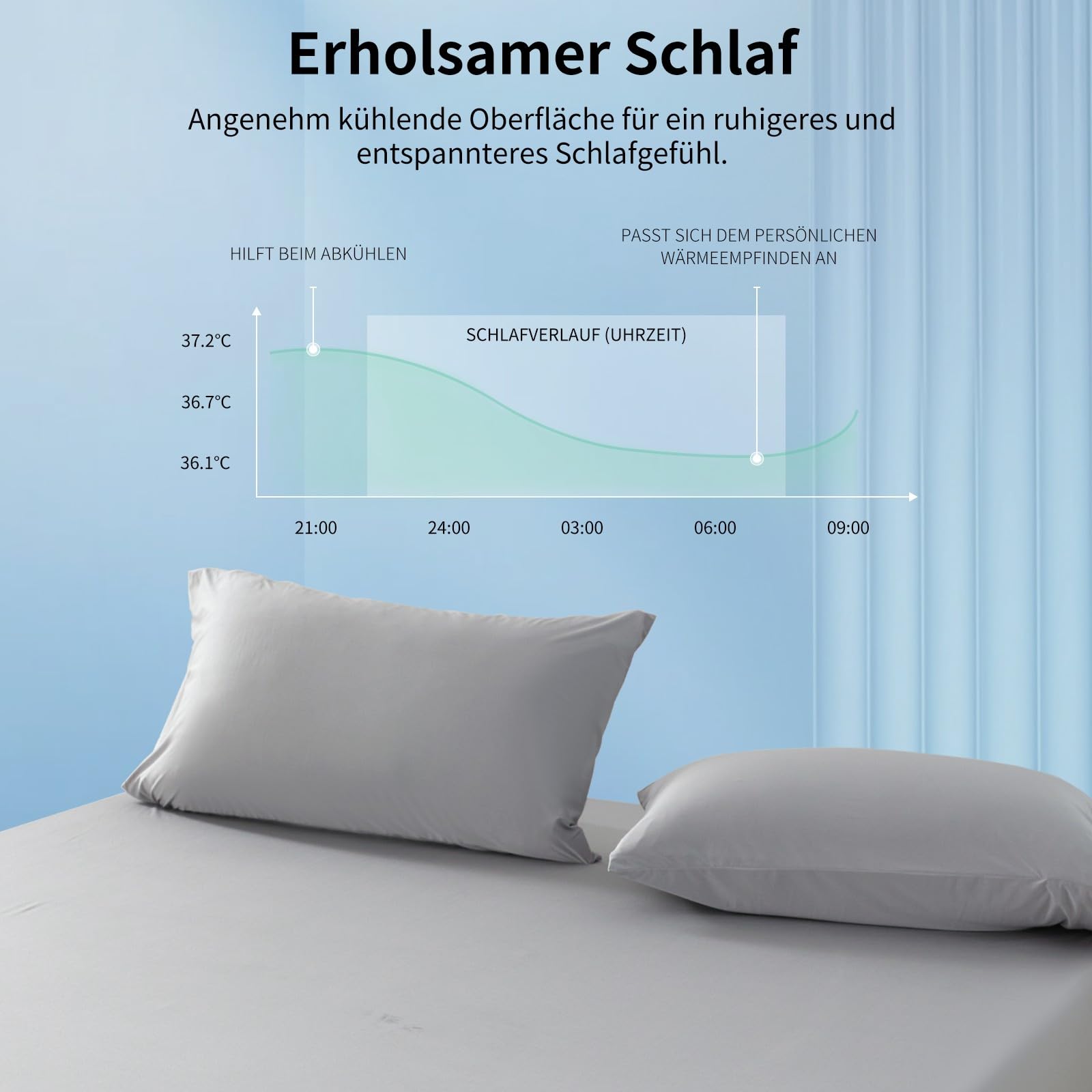 Sommer Satin Spannbettlaken Kühlend 140x200 cm Grau Hellgrau Spannbetttuch 90% Nylon + 10% Elastan，Q-Max > 0,4, Elastisches Bettlaken bis 30cm Matratzenhöhe, für Nachtschweiß & Warme Schläfer
