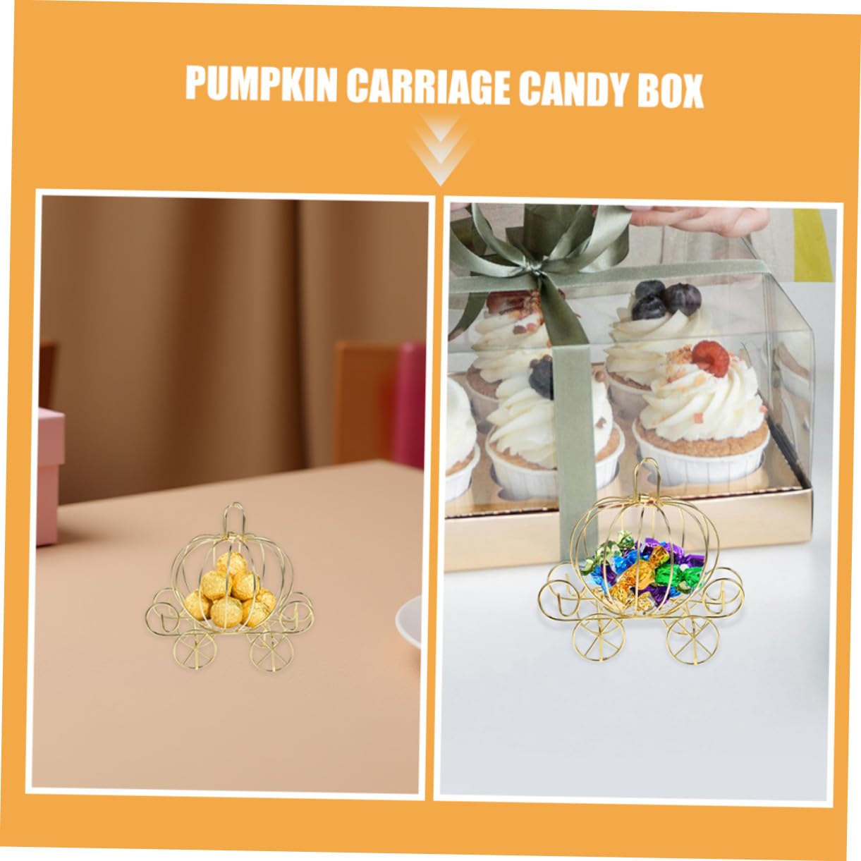 COLLBATH 7 Stück Teiliges Metall-kürbis-kutschen-süßigkeitenbox- Stabile Kleine Candy Box im Romantischen Vintage-design als Hochzeitsdeko Party-mitgebsel und Tischmittelstück
