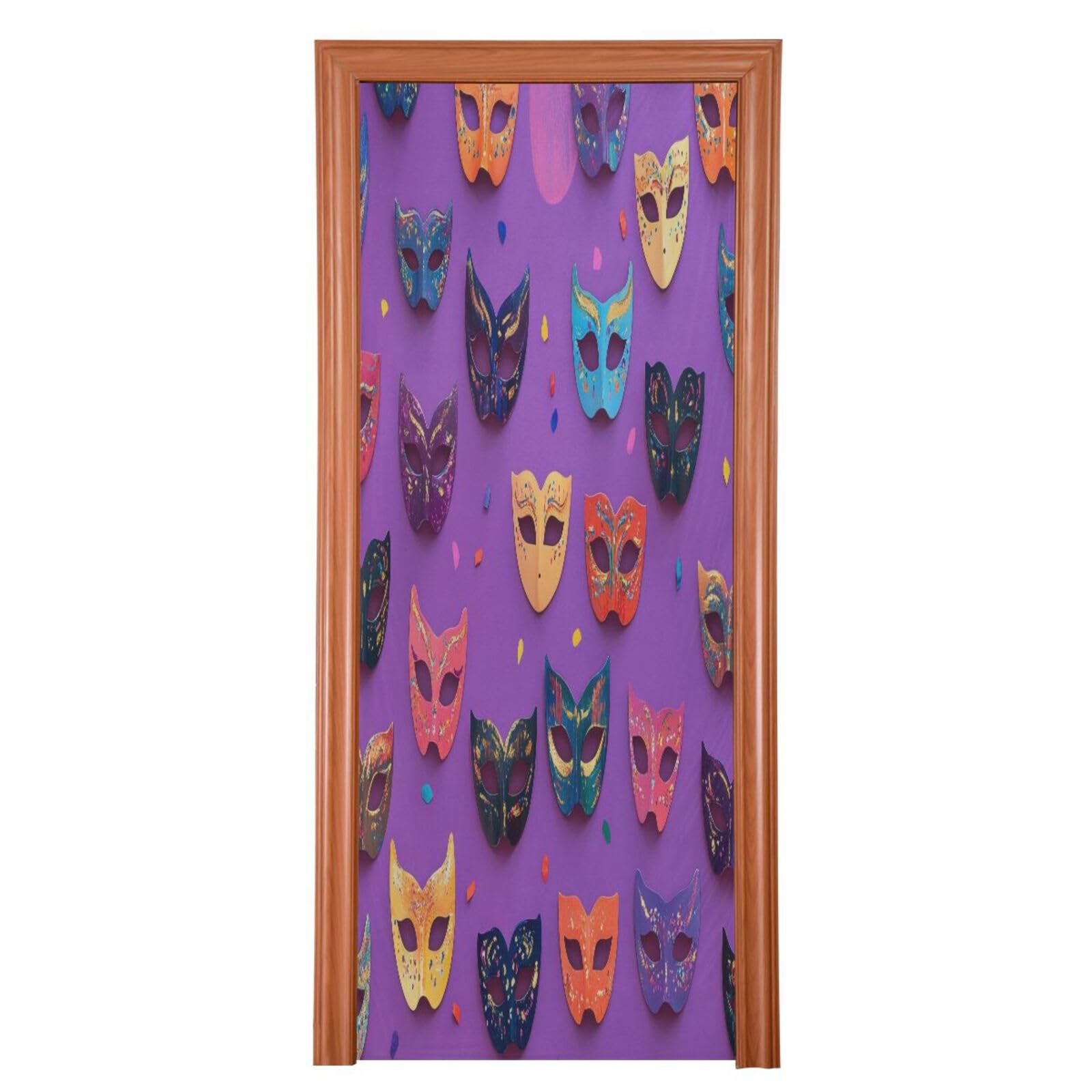 FLildon Mardi Gras Carnival Mask Door Cover Decoration, Party Accessory Porch Decor for Festive Ornament Room Door Covers 32 x 79 Inch