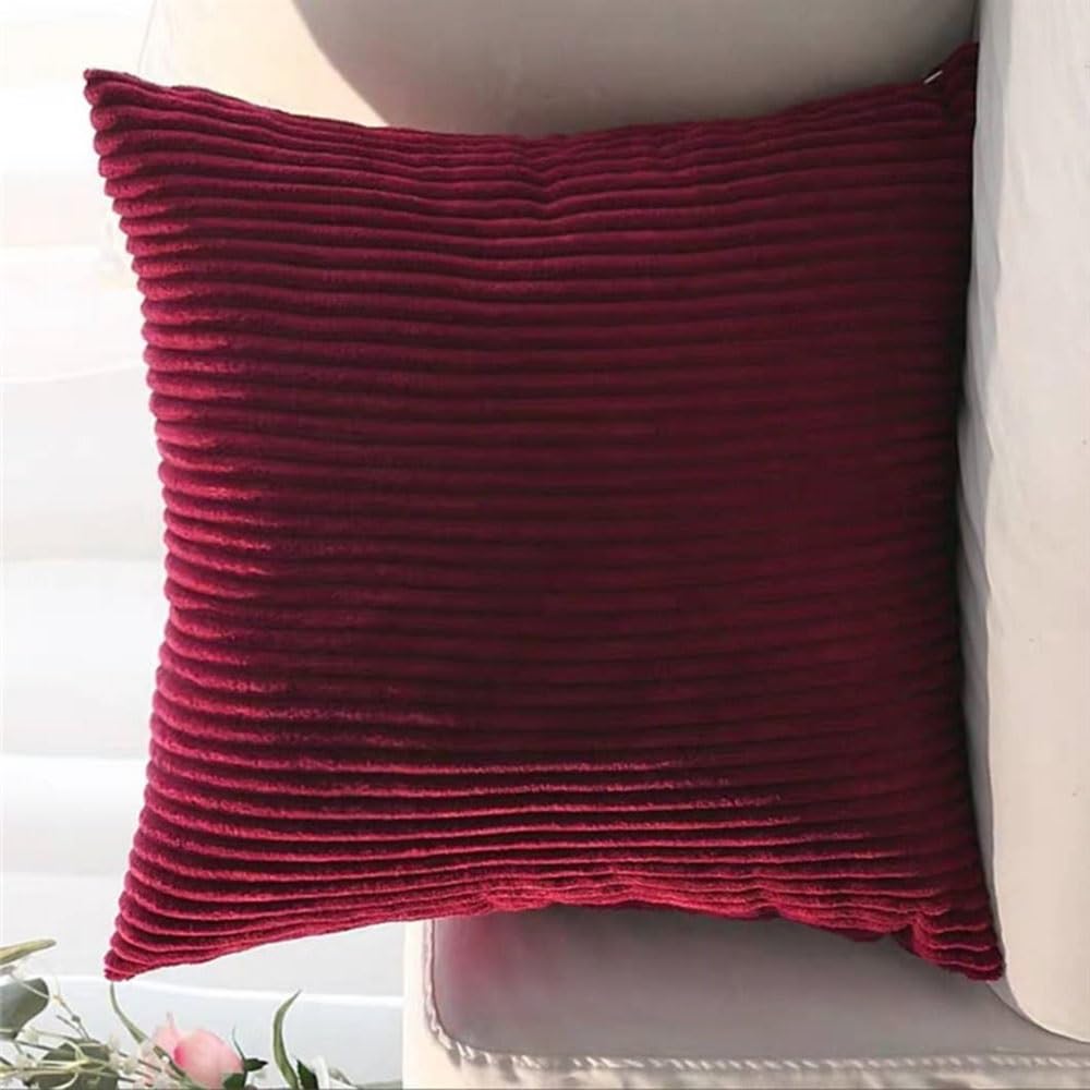 SWJ-swjssb Super King Size Pillow Cases 80x80 75x75 Cm,Square Extra Large Cushion Covers Soft Throw Pillow Cover With Zipper Corduroy Decorative Pillowcases For Sofa Couch(Burgundy,12x20 inch 1pc)