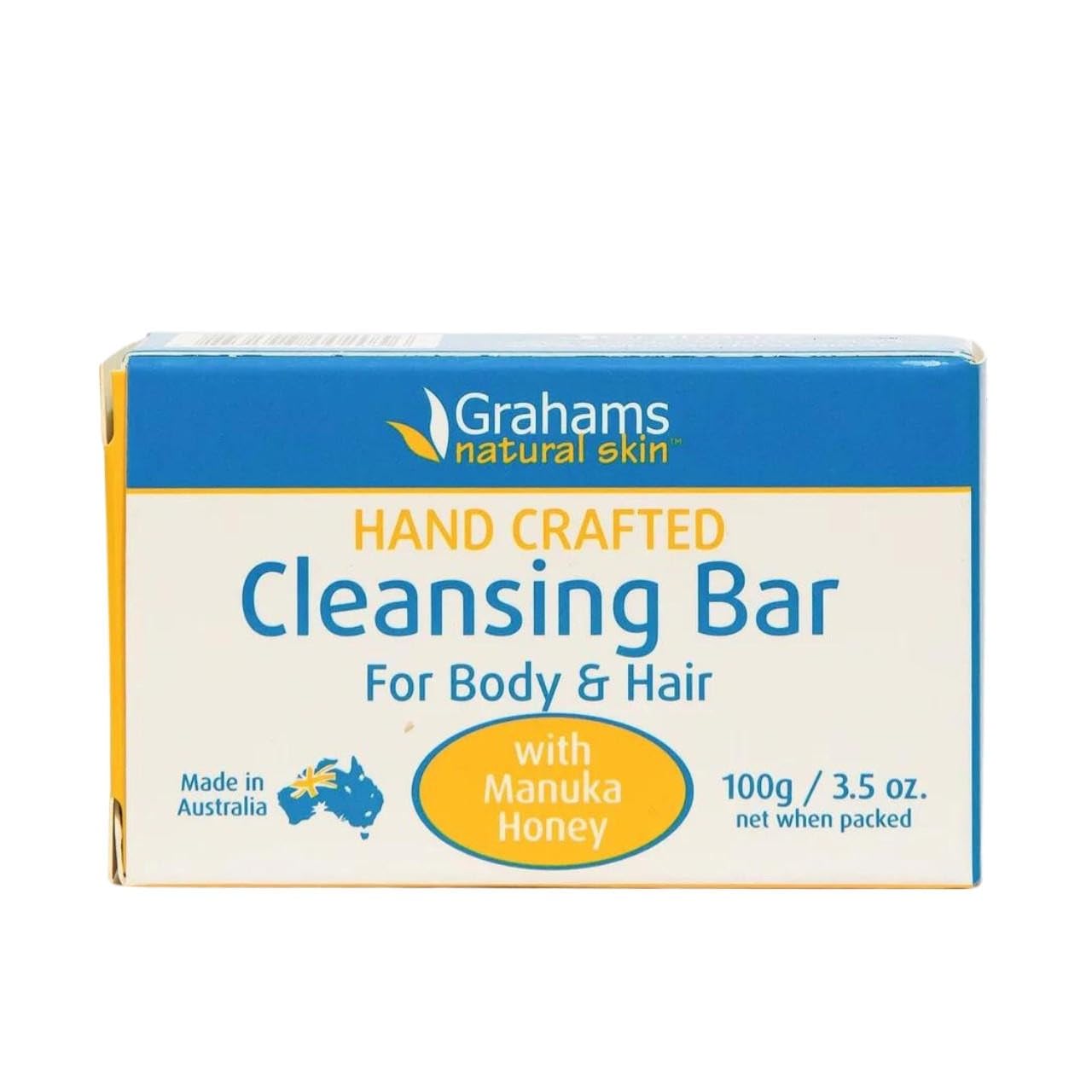 Grahams Natural Hand Crafted Cleansing Bar For Body & Hair | With Manuka Honey | To Nourish & Strengthen Hair | Cleanse & Hydrate Skin | 100 Grams