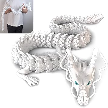 40inch Large 3D Printed Dragon,3D Printed Stuff Animals Toys White