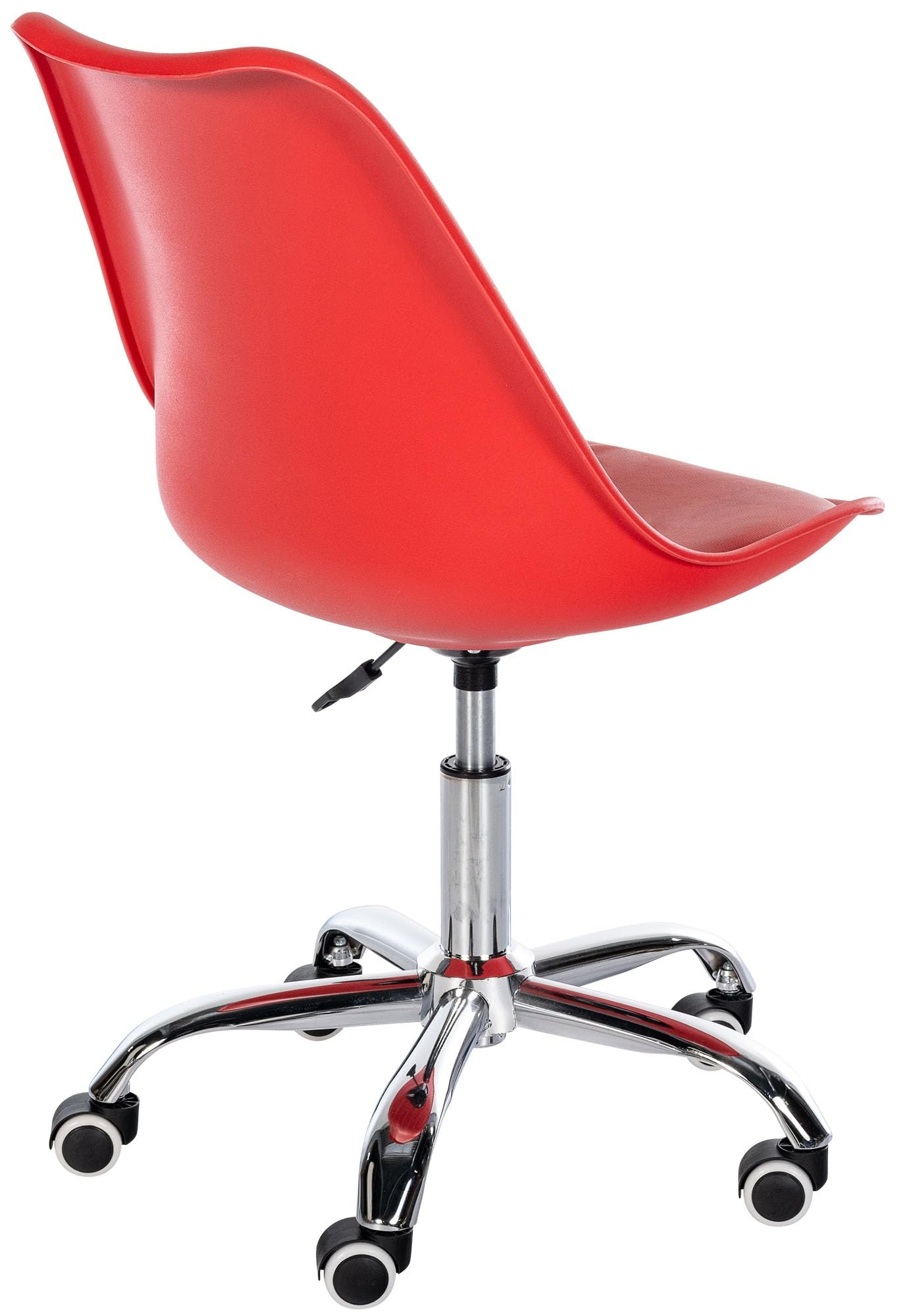 CLP Sgabello da lavoro Laflin I Sedile imbottito con rivestimento in similpelle I Su rotelle, regolabile in altezza e girevole, Colore:rosso