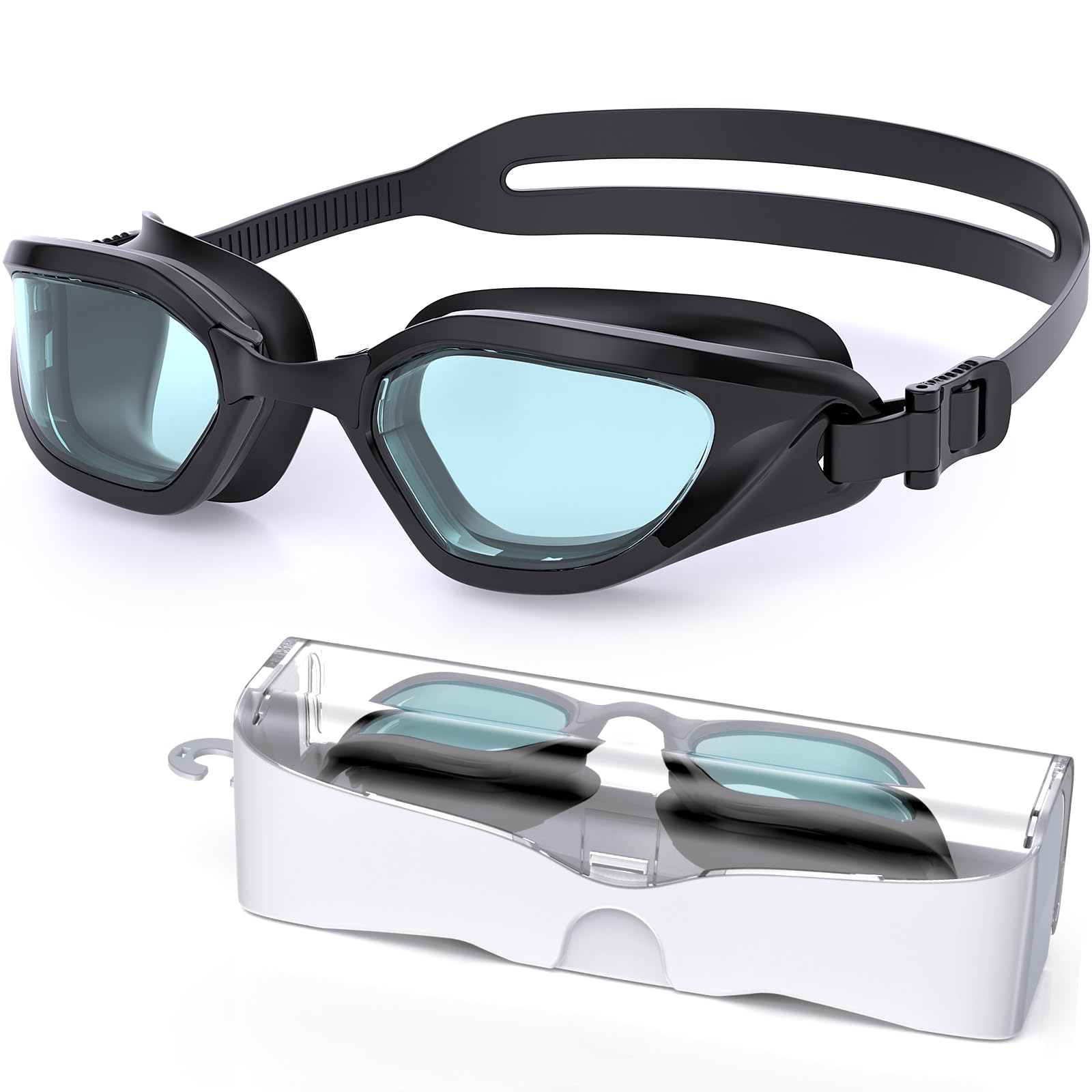 Zeligerstar Swimming Goggles, Goggles Swimming Adult with 3 Sizes Nose Bridges, Anti-Fog UV Protection No Leaking Adjustable Swim Goggles for Men Women Junior