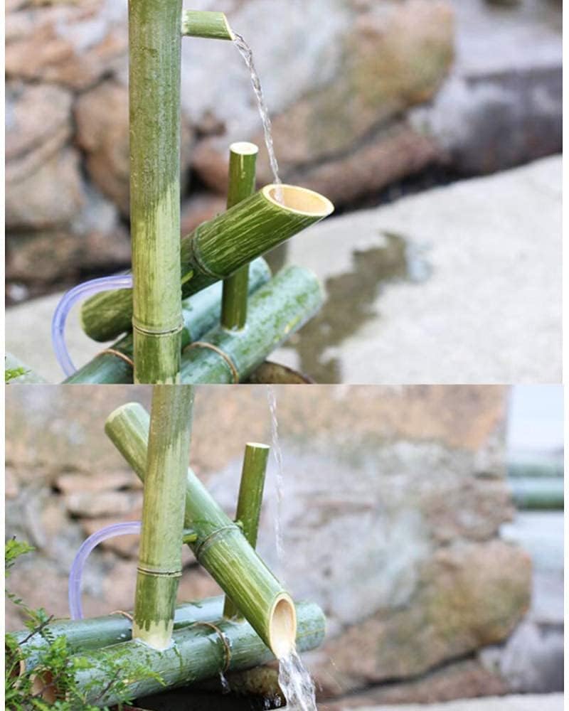 Japanese Garden Decoration,Bamboo Water Fountain with Pump Outdoor Feature Pond Decor Rocking Spout Handmade,Length30Cm