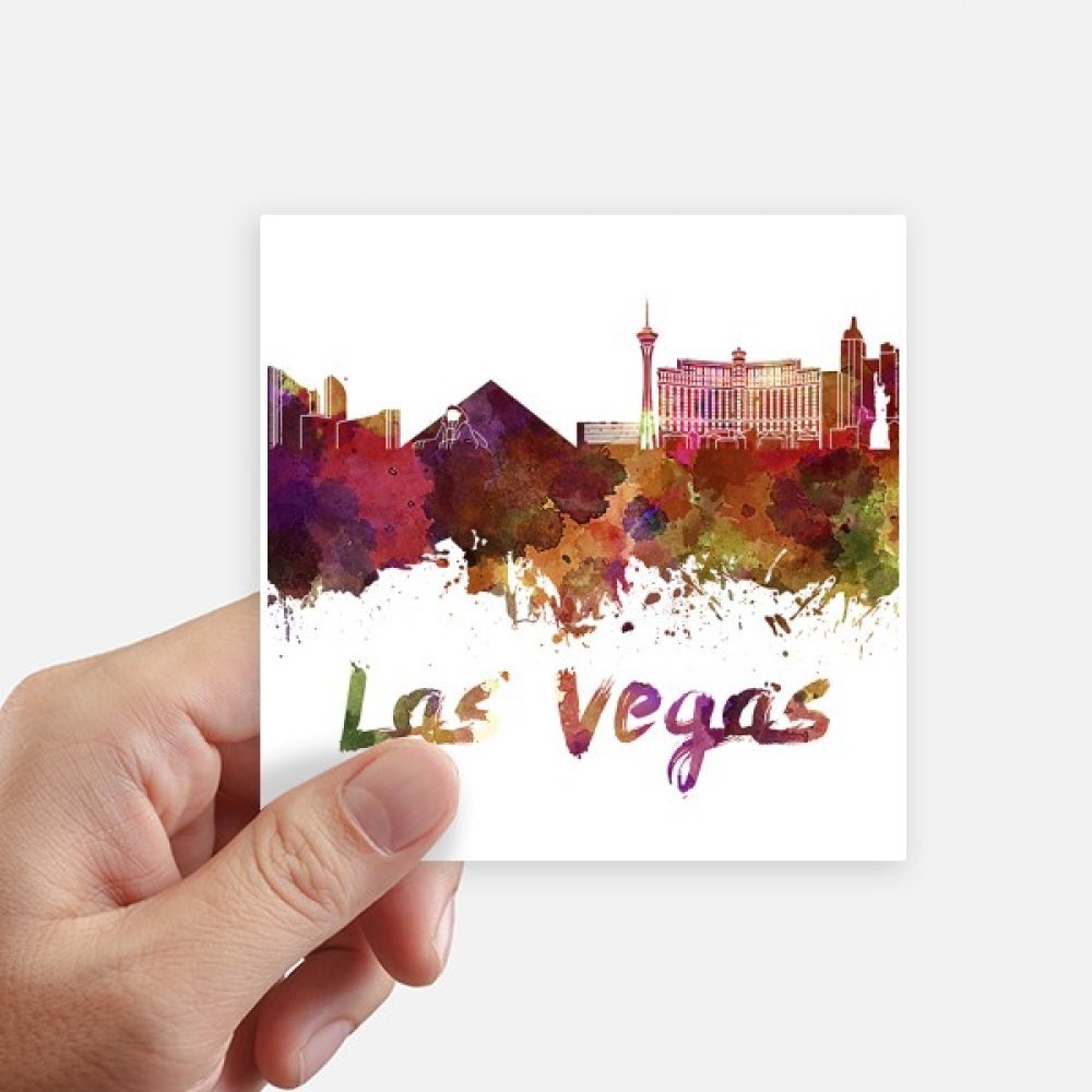 Autocollant Ordinateur Portable Las Vegas Aquarelle Sticker Carré 10CM pour Moto et Mur