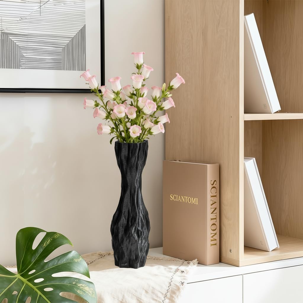 Black Sculptural Ceramic Vase, Modern Irregular Shape Decorative Vase for Home Decor, Minimalist Artistic Tabletop Centerpiece for Living Room Bedroom Office - Image 4