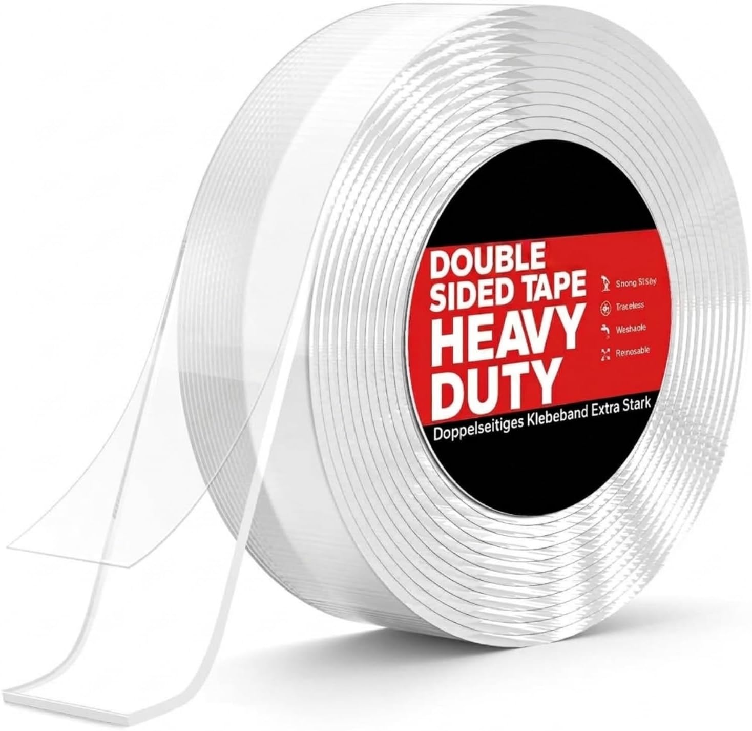McMola Double Sided Tape Heavy Duty - 3M Nano Mounting Tape 3cmx2mm | 3M Length, 3cm Width, 2mm Thick, Heavy Duty 1kg Load, Transparent, Washable, Reusable, Traceless, Acrylic PU Gel