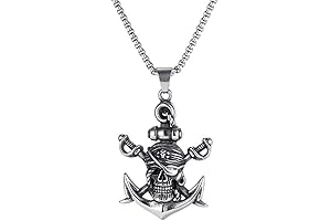 Gothic Pirate Skull and Crossbones Necklace