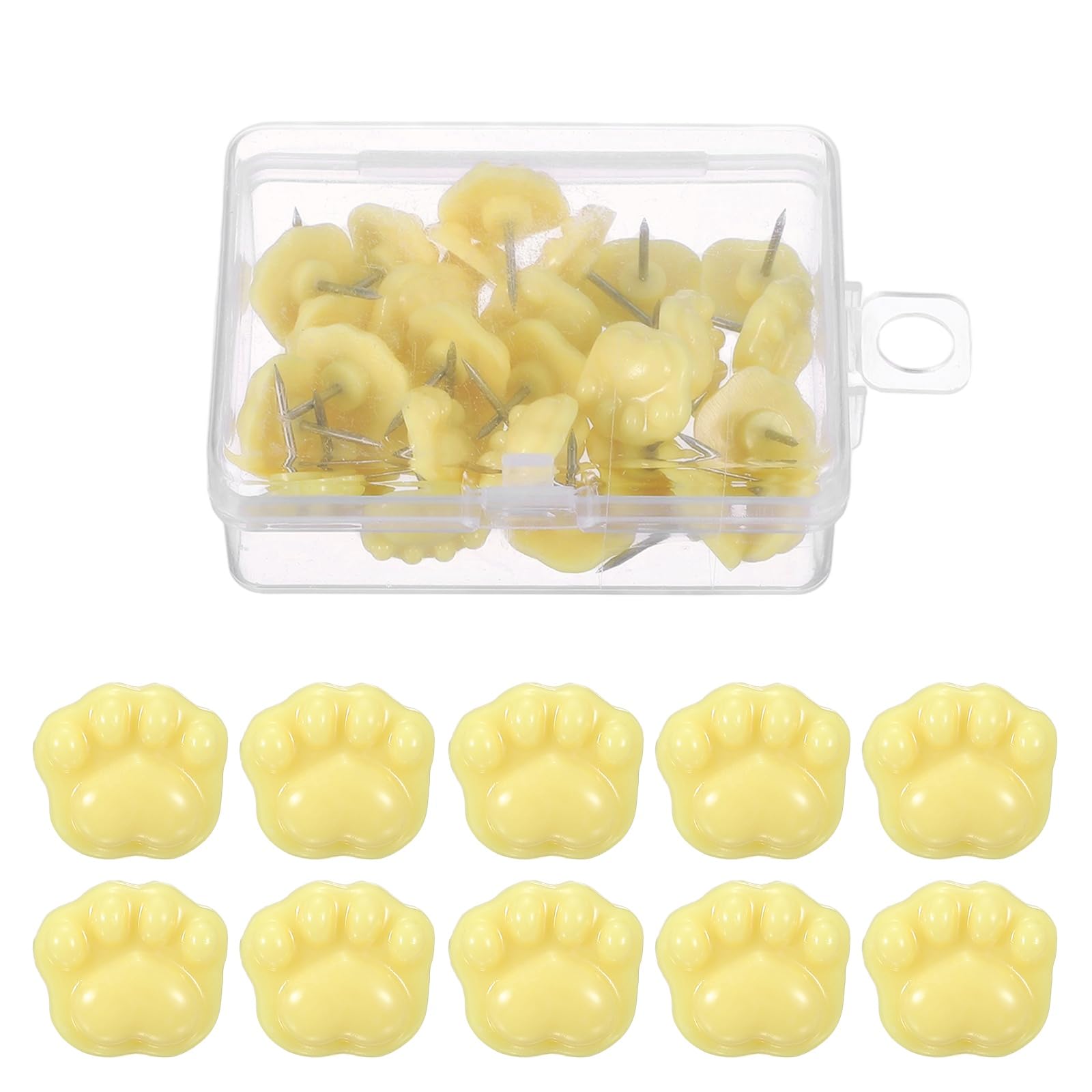 PATIKIL 30 Pcs Push Pins for Bulletin Board, Cute Cat Paw Push Pin Decorative Animal Paws Thumb Tacks for Photos Cork Boards Wall Map Office Home Decor, Yellow