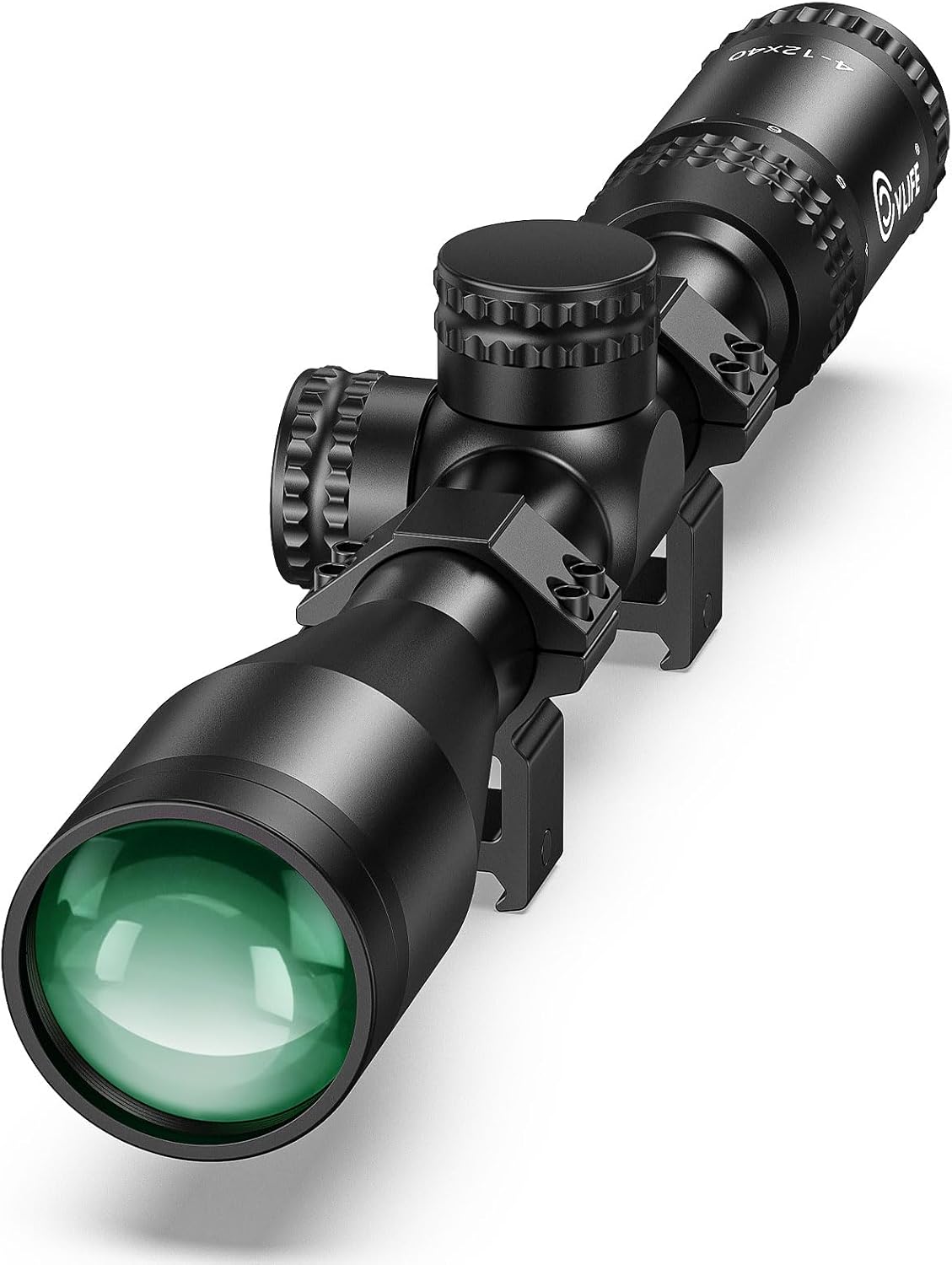 CVLIFE JackalHowl F02 4-12x40 Rifle Scope - 1 Inch Tube SFP Rifle Scope with 20mm Scope Rings - BDC Reticle - Second Focal Plane
