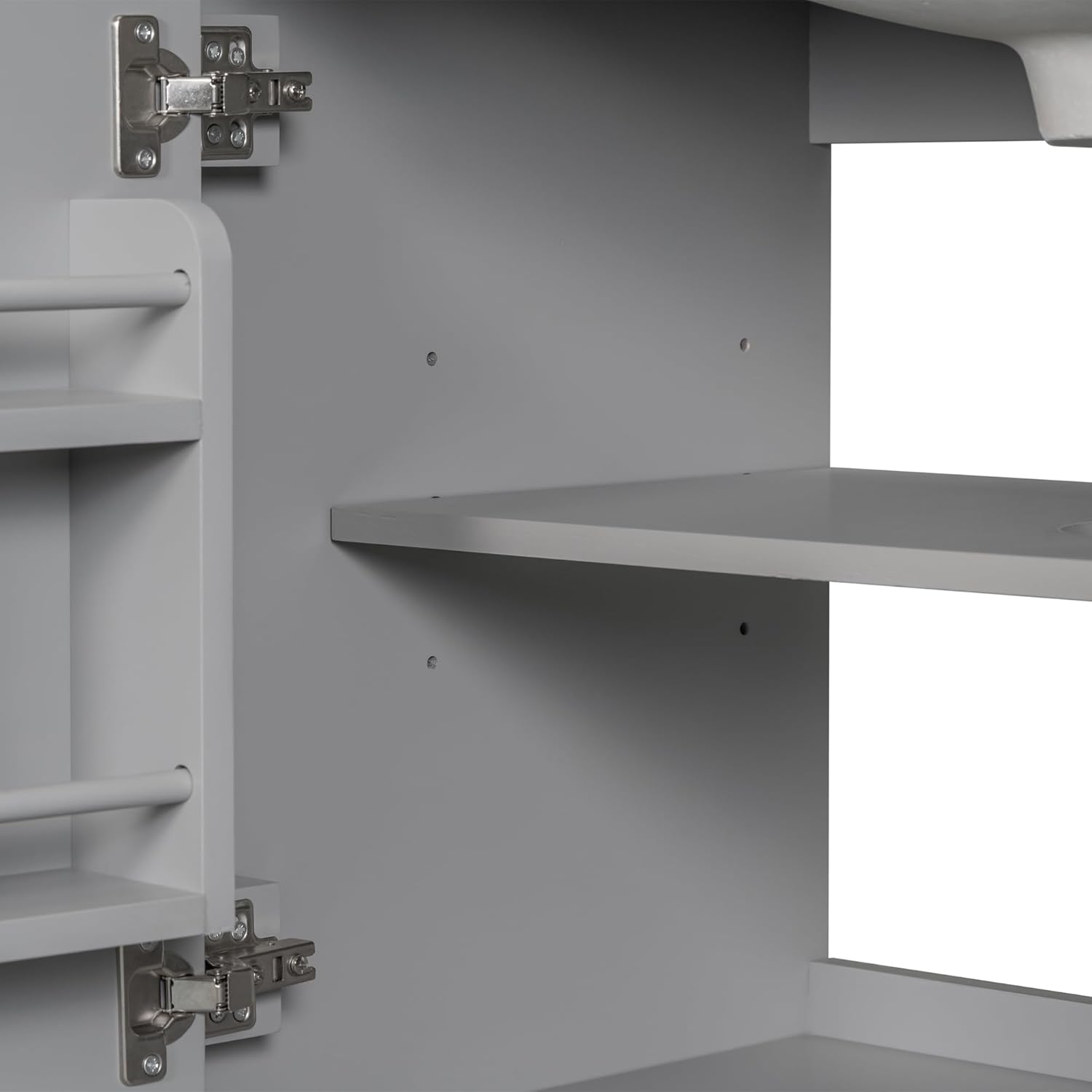 LUMISOL 30" Bathroom Vanity with Sink, Solid Wood Bathroom Vanity with Doors and One Drawer, Adjustable Shelf, Multifunctional Bathroom Vanity with Undermount Ceramic Sink, Grey