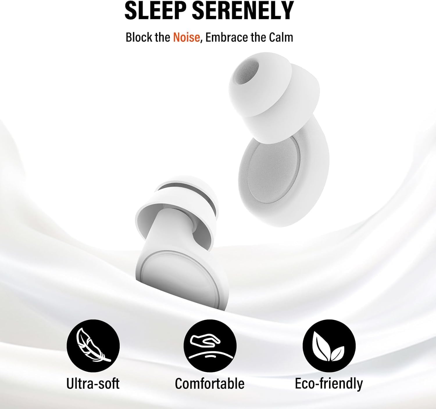 Ear Plugs for Sleeping Noise Cancelling - 35dB Reusable Ear Plugs with 7 Eartips and Carry Case - Flexible Hearing Protection - Replaceable Single/Double Eartips for Sleep, Focus, Travel, Work