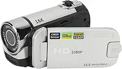Câmera de vídeo vintage, câmera de vídeo 16 MP, câmera digital 1080p, filmadora de tela rotativa de 6 cm, gravador de vídeo HD com zoom de 16 x com luz de preenchimento para adolescentes