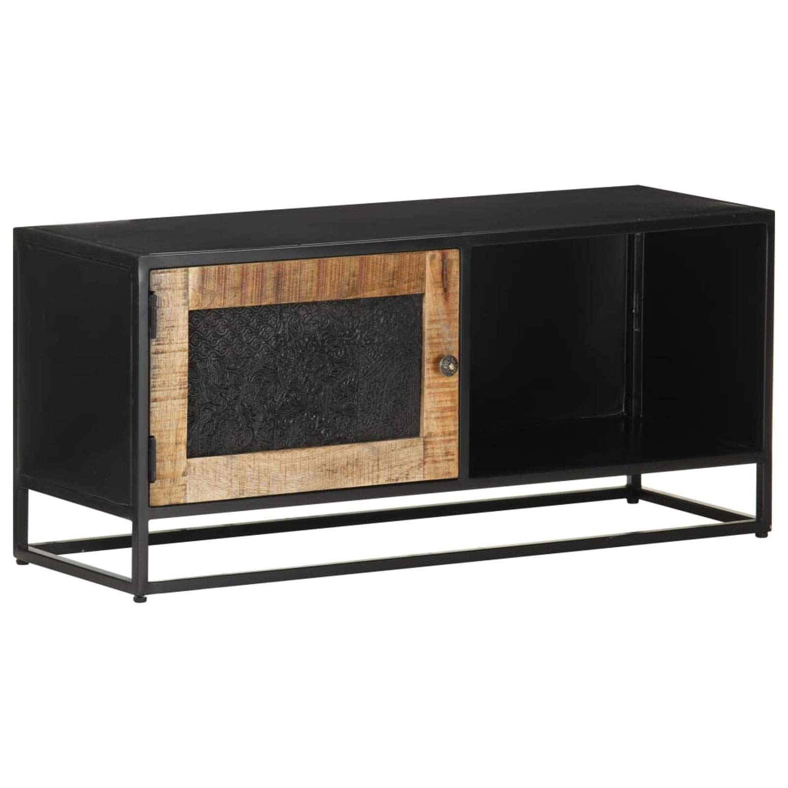 Mesa de Televisión de Madera Industrial con Estantes para Decoración y Almacenamiento - 90x30x40 cm