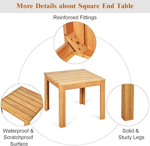 Miniatura 7 de Giantex Mesa auxiliar para exteriores, mesa Adirondack de madera de acacia con acabado de aceite, capacidad de peso de 220 libras, mesa auxiliar
