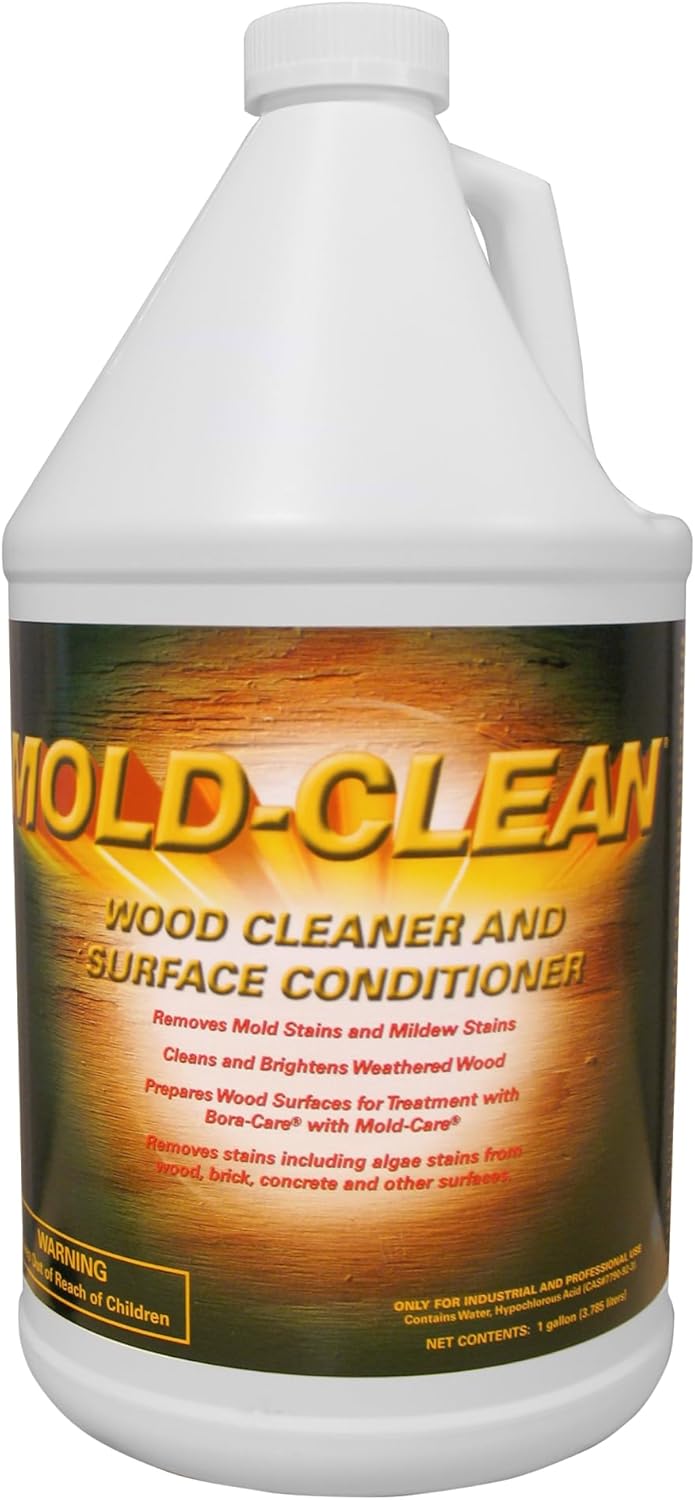 Nisus MOLD-CLEAN Wood Cleaner and Surface Conditioner, Ready-to-Use, Removes Stains on Wood, Concrete, Decks, Siding, Plastic Furniture, 1 Gallon