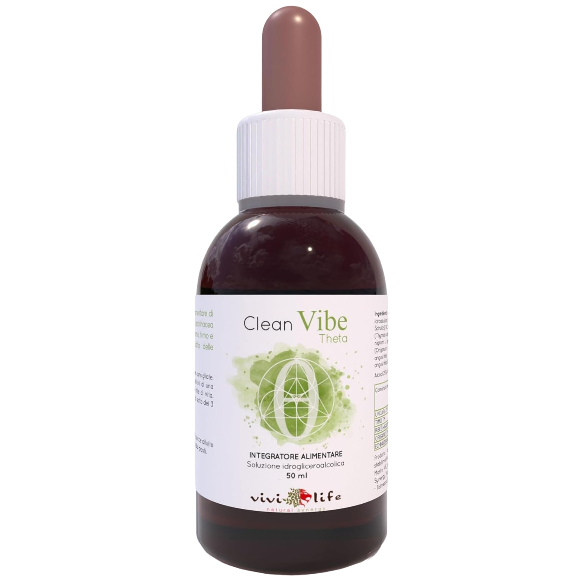 Clean Vibe Theta 50 ml, Integratore Naturale per Rinforzare le Difese Immunitarie con Uncaria, Timo, Origano, Ribes ed Echinacea, Made in Italy