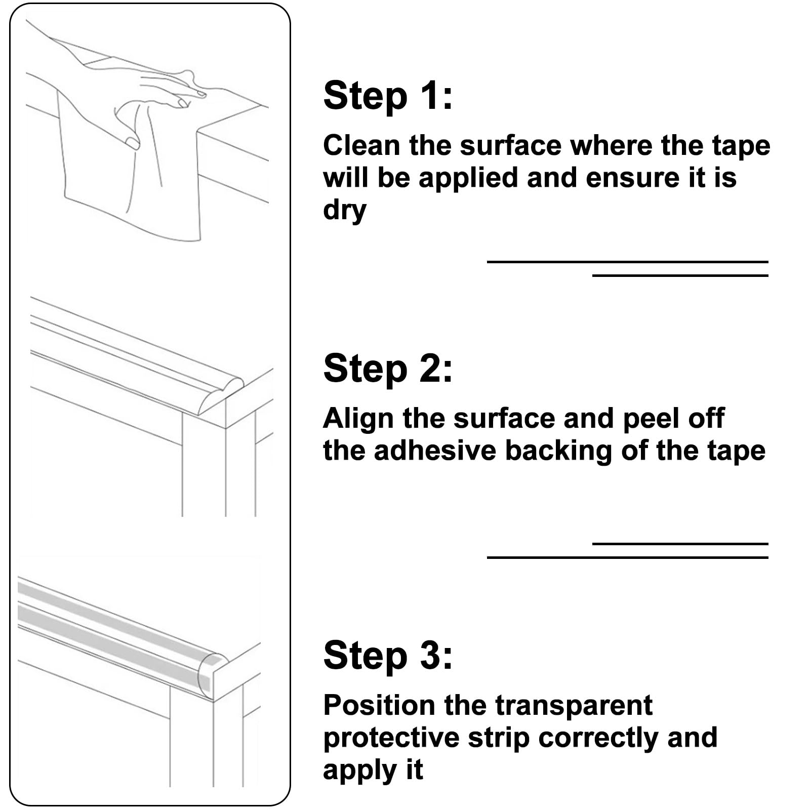 Möbel-Eckenschutz, Kantenschutz, Selbstklebende Stoßstange, transparenter PVC-Tischschrank, mehrere Größen(Width 15mm/0.6in,2m)