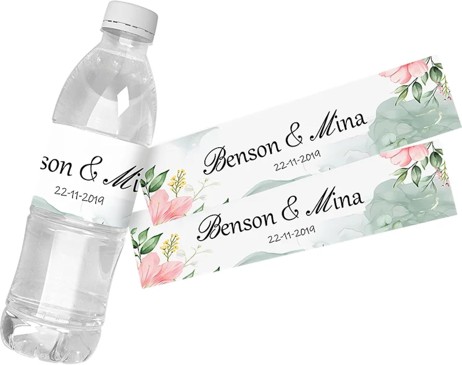 Custom Water Bottle Labels - Colorful Floral Print Text Image Custom Bottle Stickers Waterproof Bottle Label For Weddings Baby Shower Handed, 100pcs