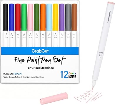 Fine Point Pens for Cricut Maker 3/4 & Explore 4/Air 2, 12 Colors, 0.4mm