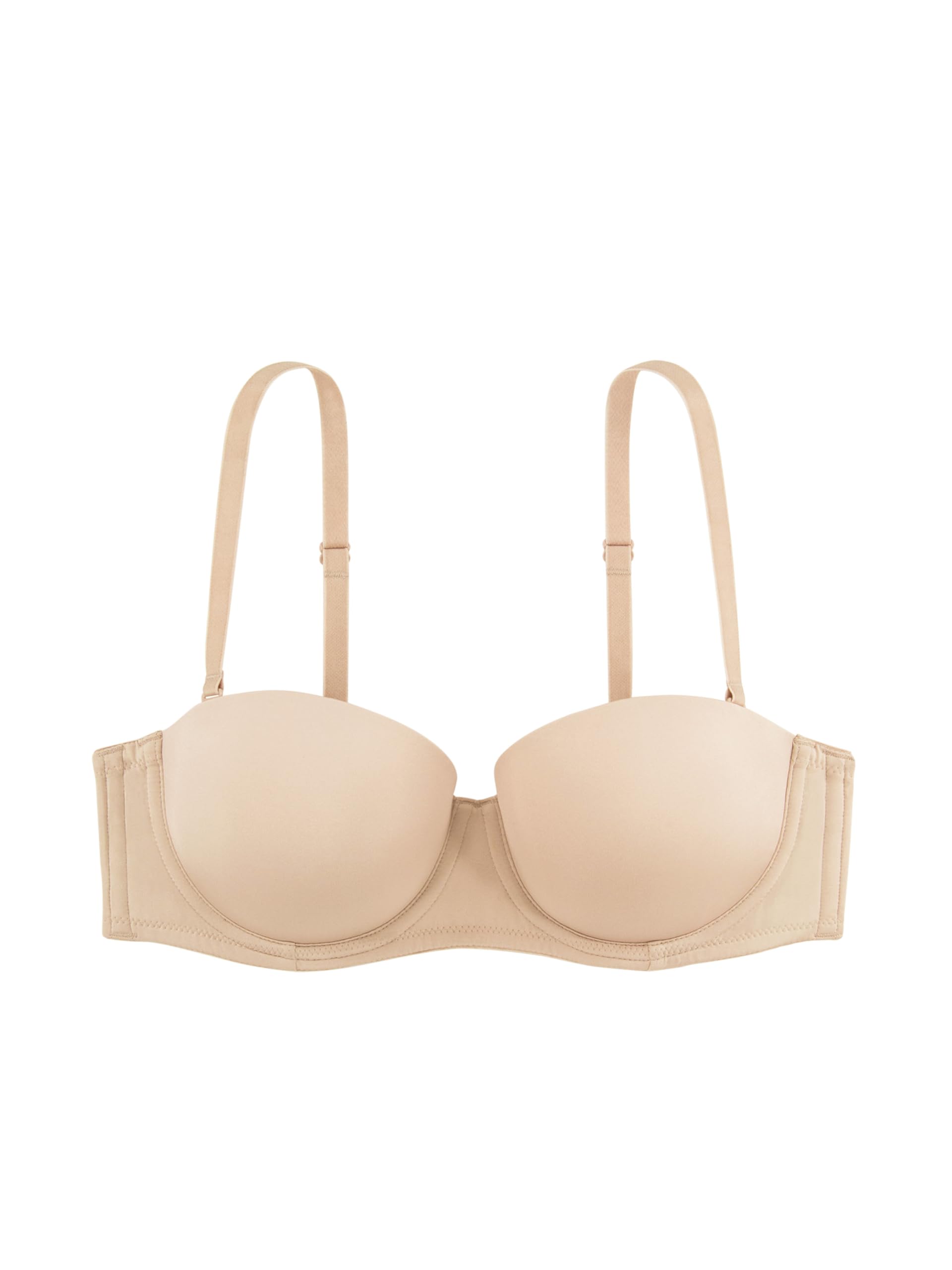 Dorina Women's Beige Michelle Underwired Bandeau Bra - Lightly Padded, Moulded Cups, Multi-Way Adjustable Straps, Transparent Straps Included,