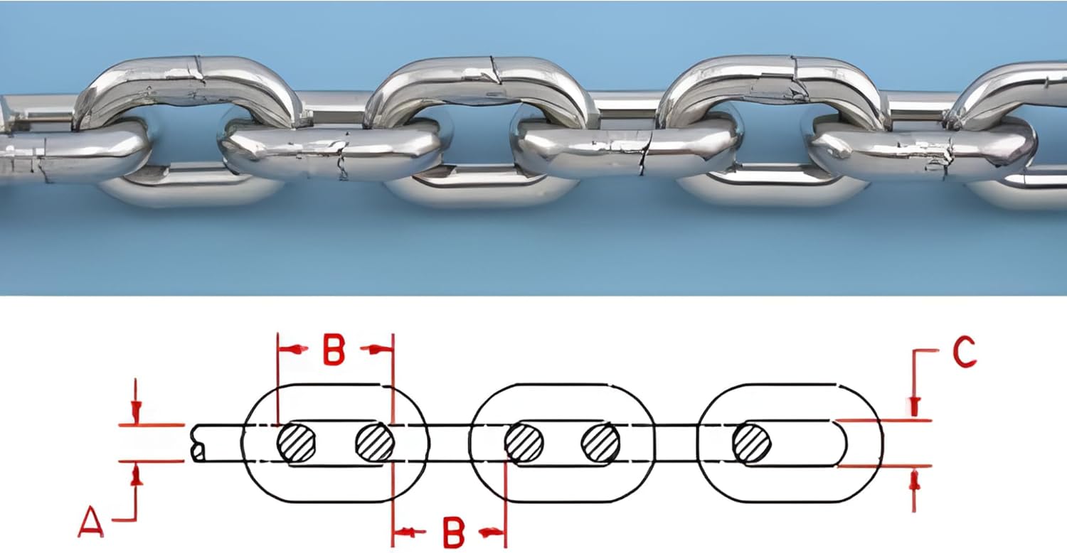 ASI 316 Stainless Steel BBB 1 DIN766 High Test Marine Anchor Chain Choose Size and Length