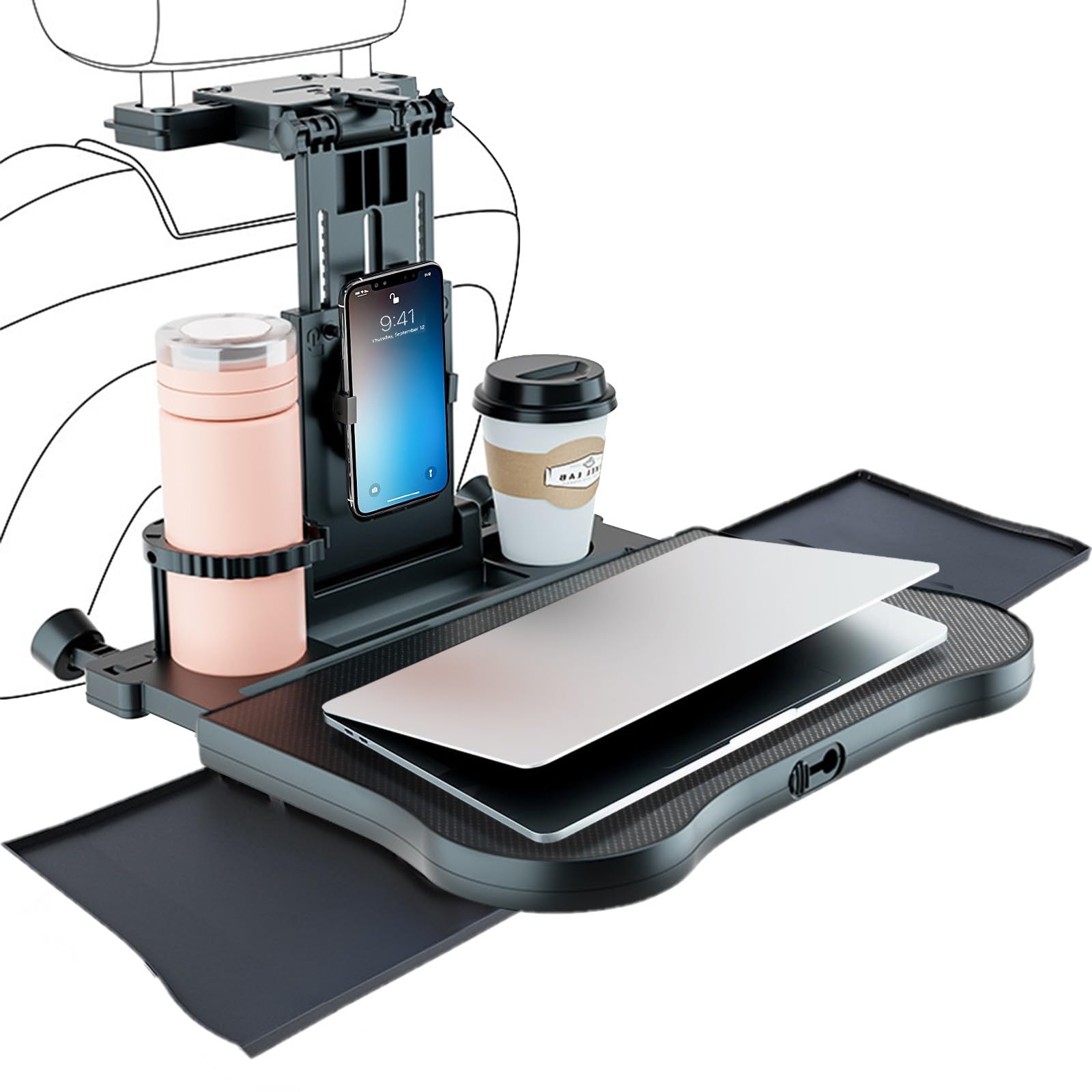 Auto Tisch Mit Tablett & Getränkehalter - Tragbarer Rücksitz Tabletttisch Für Kinder & Erwachsene