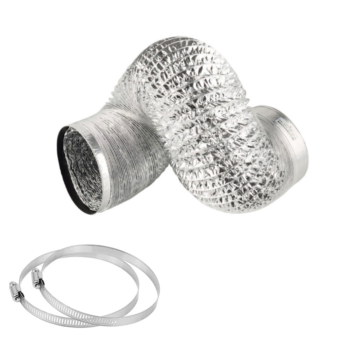 Elastyczne przewody aluminiowe, Elastyczny przewód wentylacyjny nieizolowany z 2 zaciskami ze stali nierdzewnej(1.5m,100mm)
