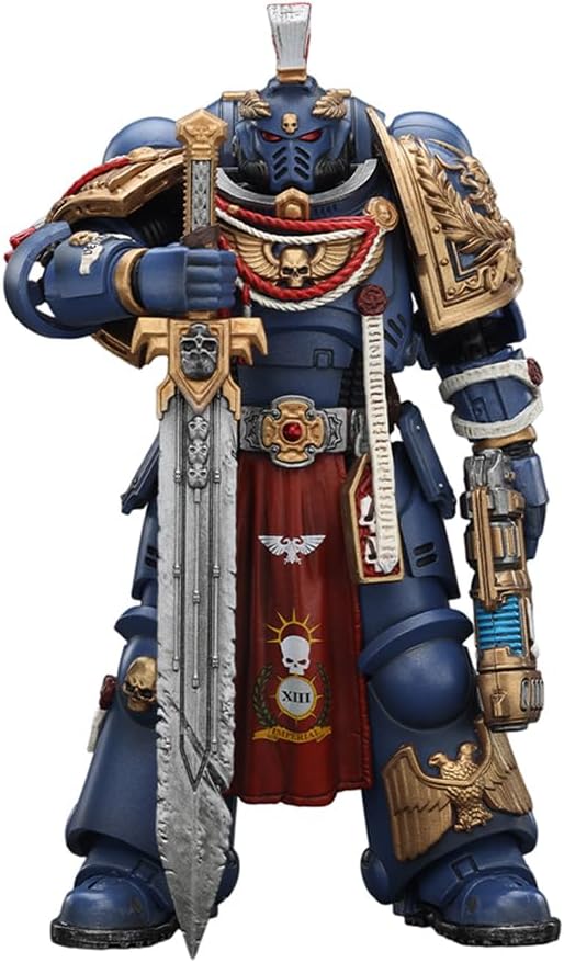 JoyToy Warhammer 40K Ultramarines Captain with Master-Crafted Heavy Bolt Rifle 1:18 Scale Action Figure Mecha Joy Toy Collection Model 4.92in