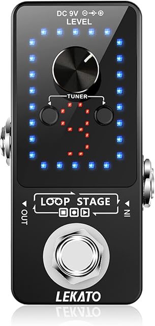 LEKATO Guitar Effect Pedal Guitar Looper Pedal Tuner Pedal Function Looper 9 Loops 40 Minutes Record Time for Electric Guitar Bass