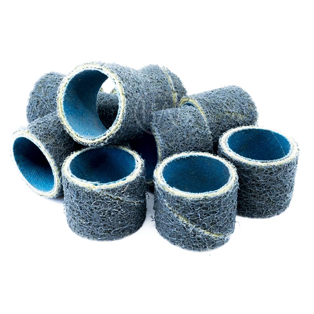 Benchmark Abrasives 1" x 1" Non Woven Surface Conditioning Sanding Bands, Spiral Bands Rotary Sander for Drill & Die Grinder, Metal Polishing Sanders for Woodworking Tool (10 Pack) - Medium