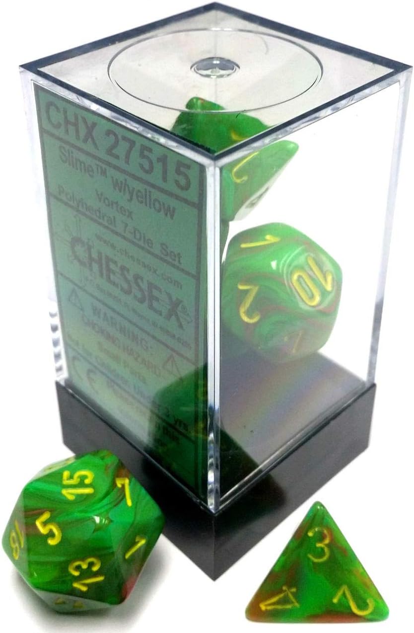 Chessex CHX27515 Dice-Vortex Slime/Yellow Set