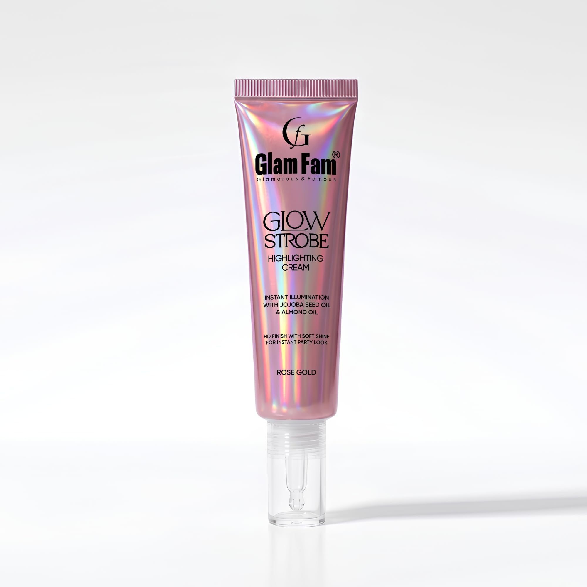 Glam Fam Glow Strobe Highlighting Cream, Rose Gold, with Jojoba Seed Oil & Almond Oil, HD Finish-picture-43