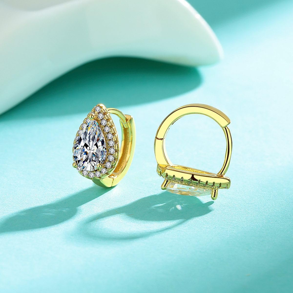 2ct Pear Moissanite Earrings for Women Gifts -5x8MM Laboratory Diamond S925 Silver gold-plated Earrings Jewelry Wedding