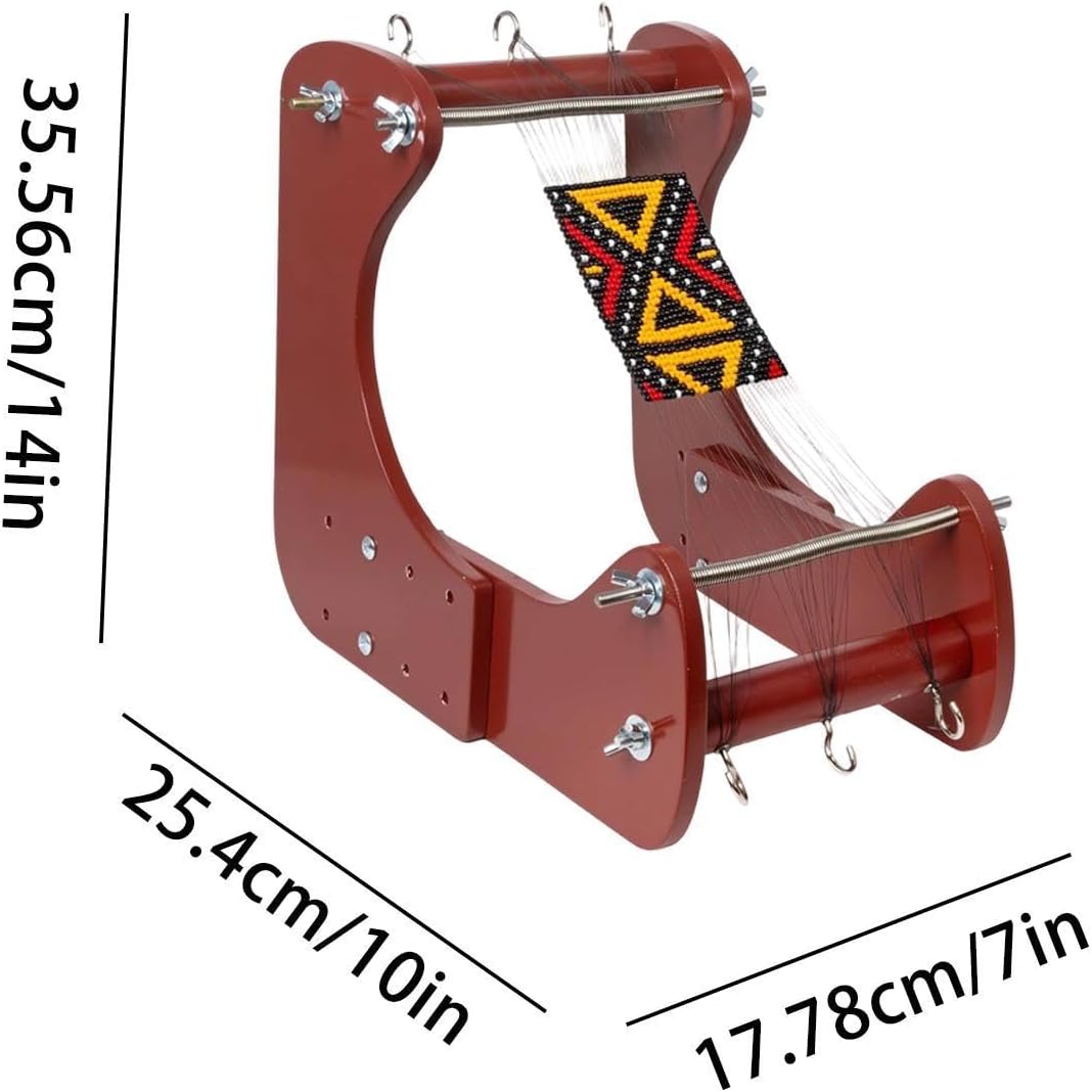 Beading Loom – Wooden 17.78x35.56x25.4cm | Adjustable Standing Bead Loom | Standing Bracelet Making Tool Jewelry Craft Beadwork Frame for DIY Beginners Artists Home Craft Room Workshop