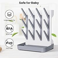 Vista 6 de Estante de secado de biberones: soporte vertical para botellas grandes que ahorra espacio, estante de secadora de pie Boon, accesorio para bebés