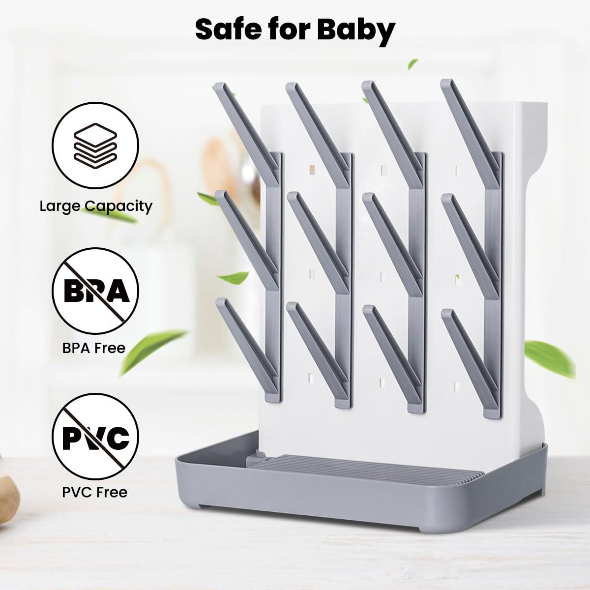 Wäscheständer für Babyflaschen: Vertikaler platzsparender großer Flaschenhalter – stehender Boon Trockenständer für Baby-Zubehör – Arbeitsplatte für bis zu 12 Flaschen und Pumpenteilreinigung