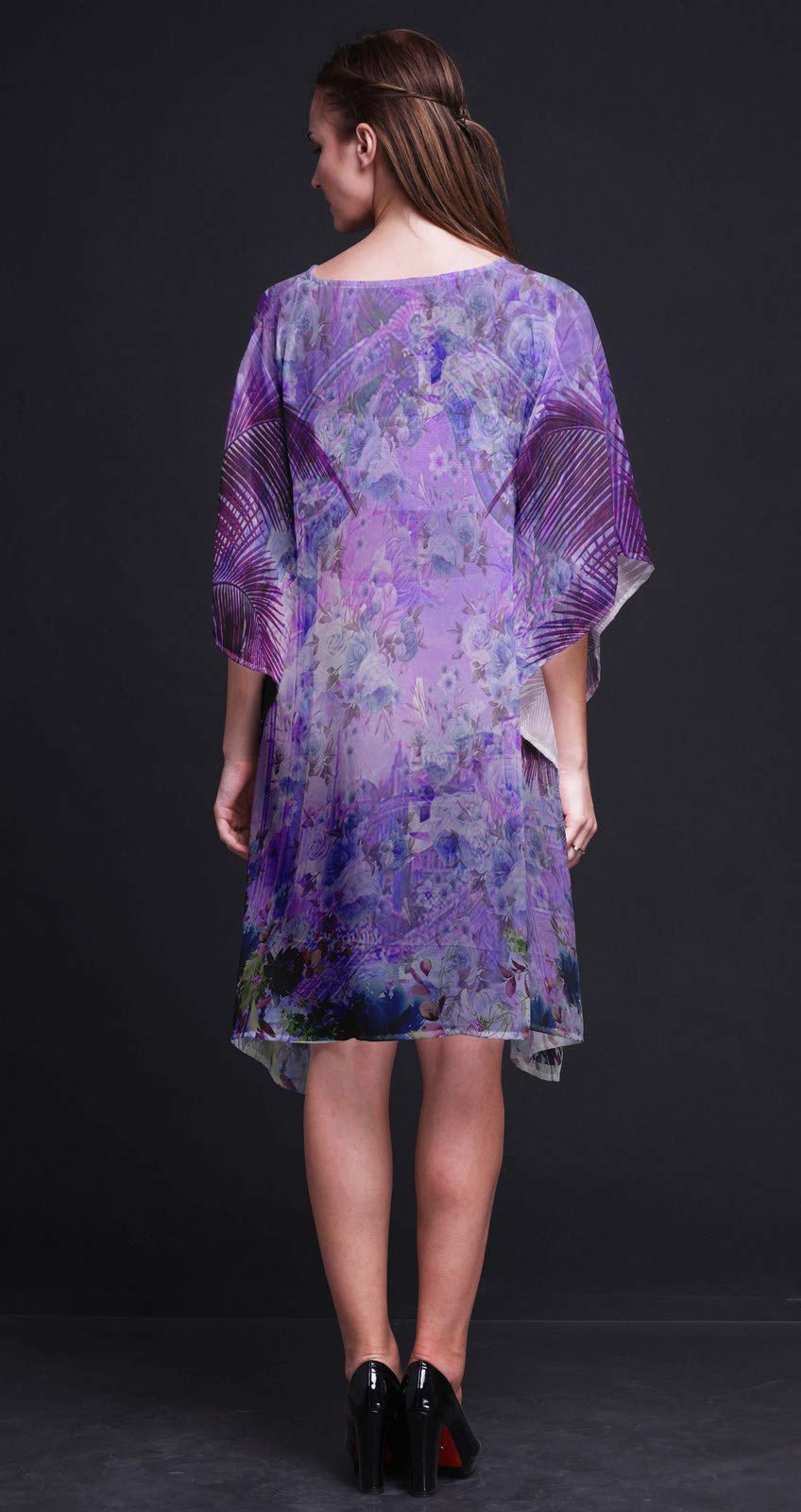 Verde Floreale mughal Short Caftan Midi Dress Beach Swimwear Cover up Womens Kaftan