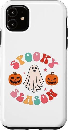 Funda divertida para iPhone 11 Retro Halloween Cute Ghost Spooky Season